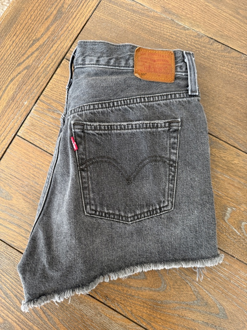 Levi's Charcoal Black Denim Frayed Hem Skirt